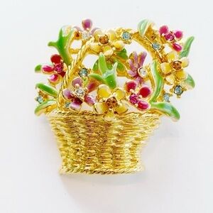 1980s Vintage Joan Rivers Flower Basket Brooch